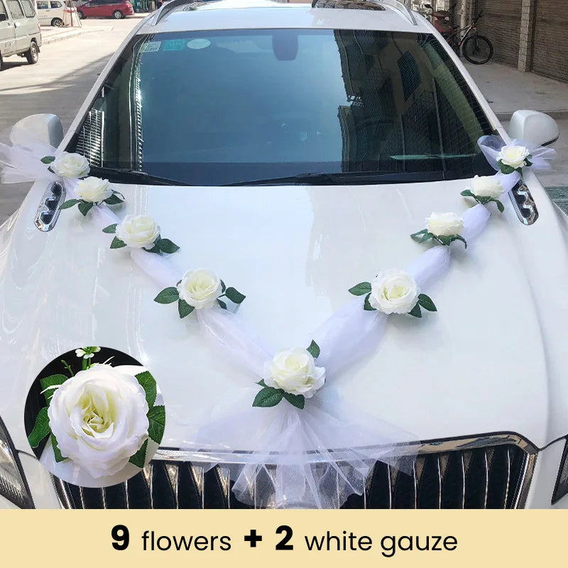 Rosa Artificial Branca em Seda – Decoração para Carro de Casamento
