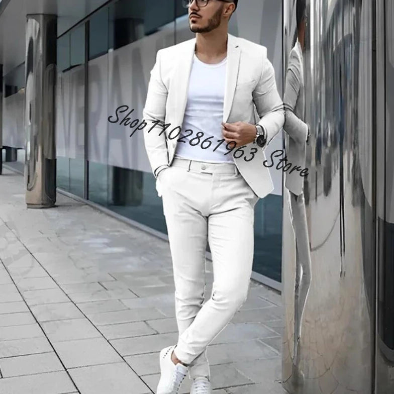 Fato Masculino Cinzento – Conjunto de 2 Peças para Casamento e Eventos Formais