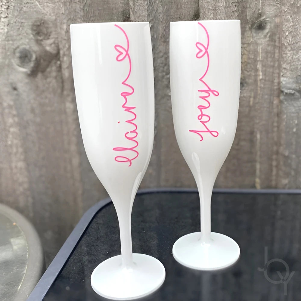 Taças de Champanhe Brancas Personalizadas para Casamento