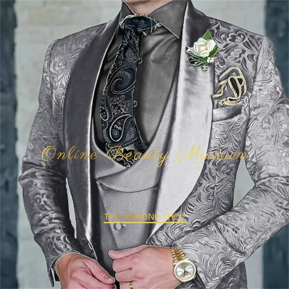 Fato Premium Jacquard de 3 Peças para Homem