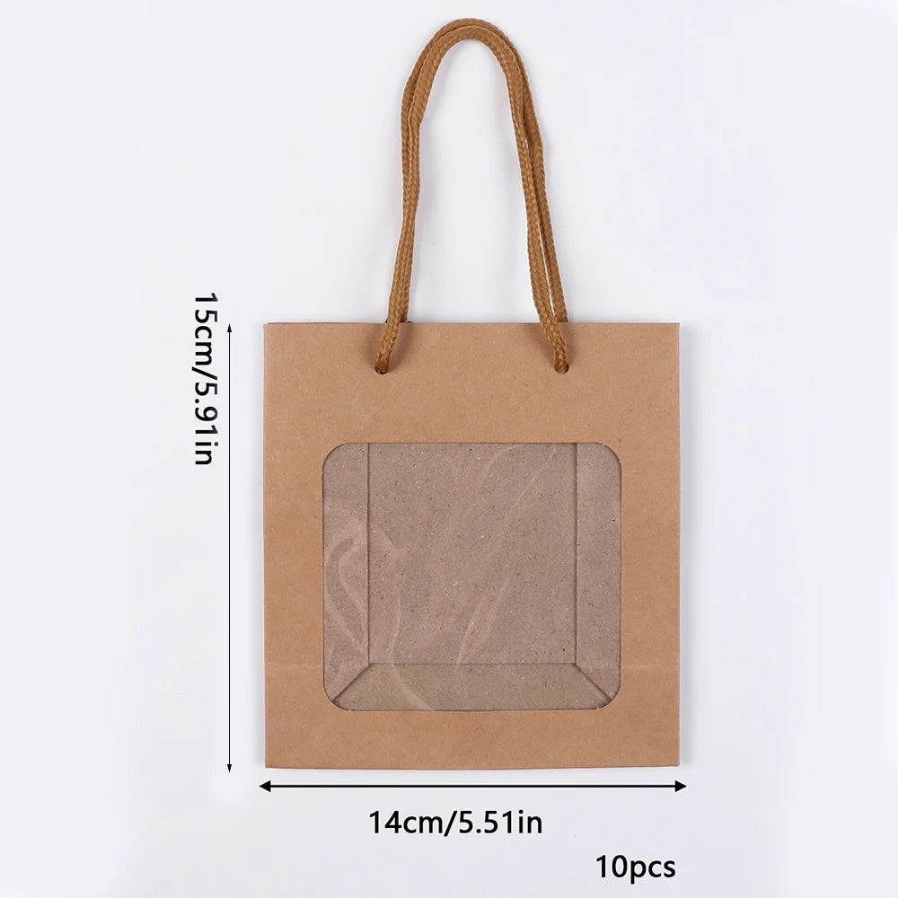 Sacola Kraft com Janela Transparente para Presentes e Lembranças