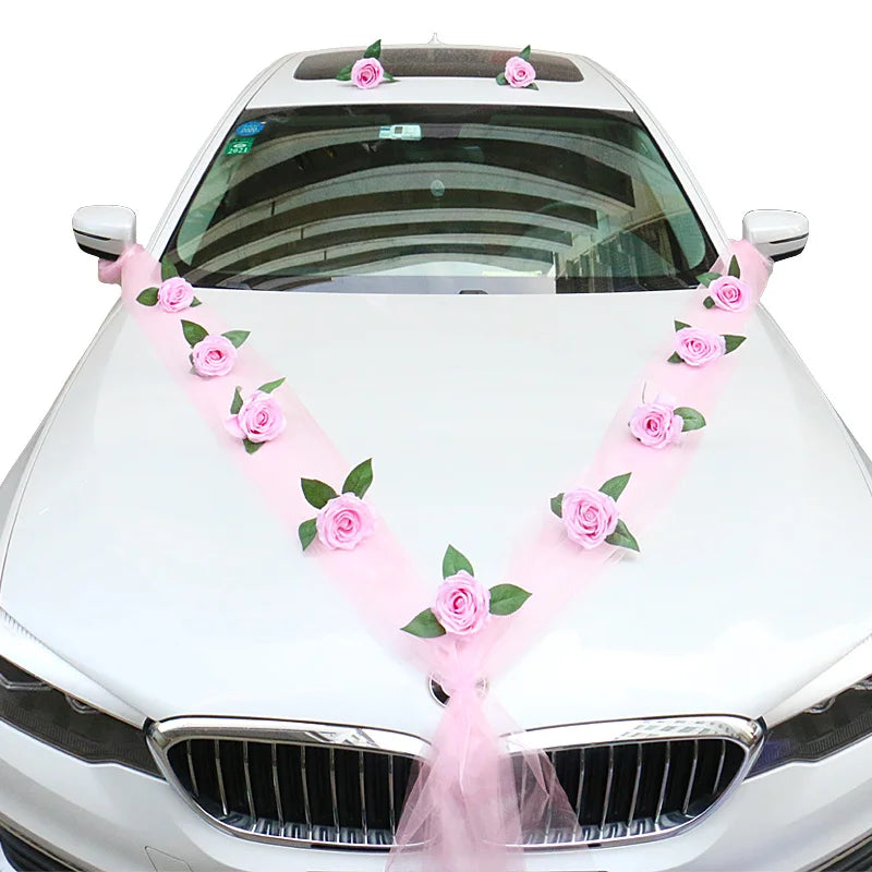 Rosa Artificial Branca em Seda – Decoração para Carro de Casamento