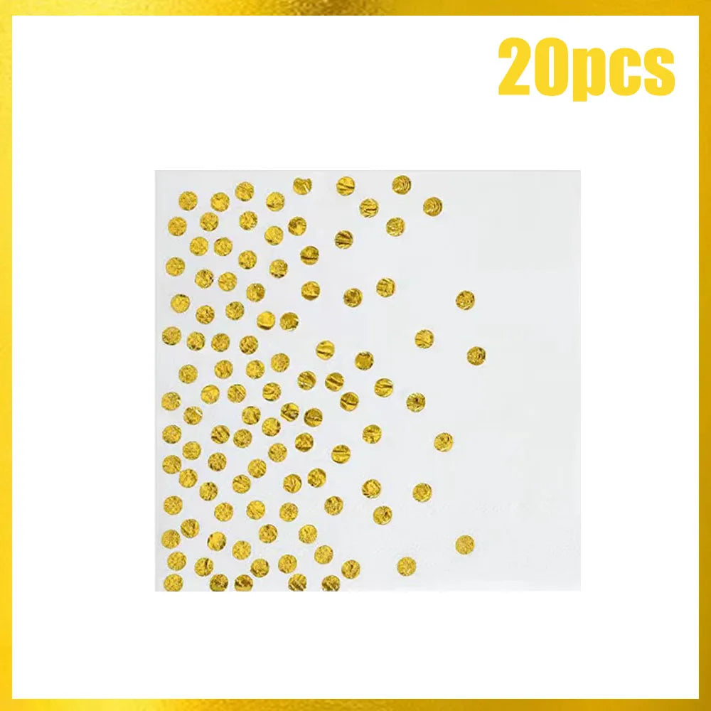 Conjunto de Louça Descartável Dourada – Copos, Pratos e Guardanapos para Festas