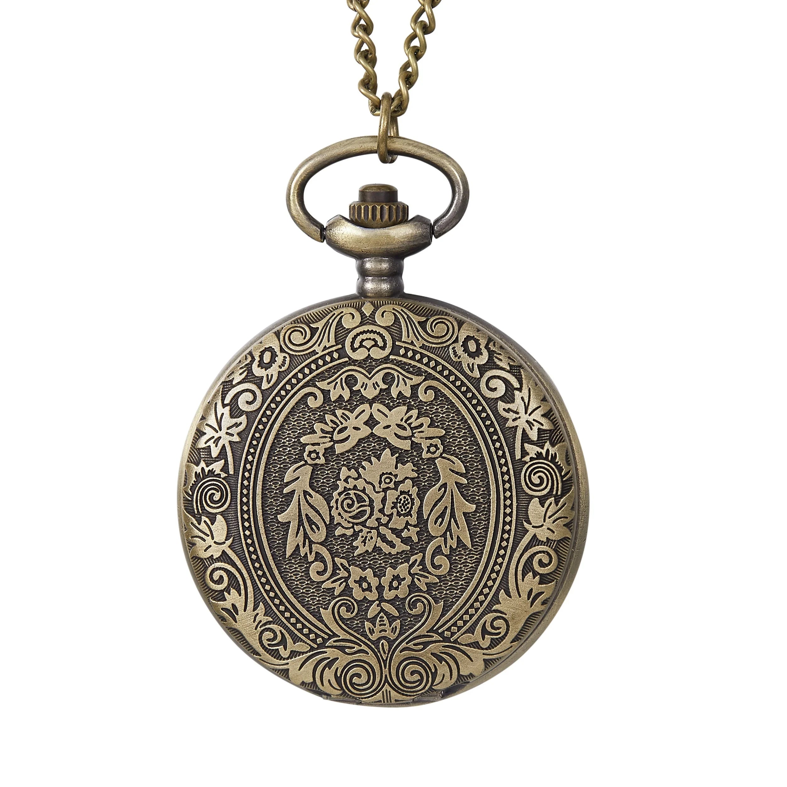 Relógio de Bolso Vintage com Tampa Gravada