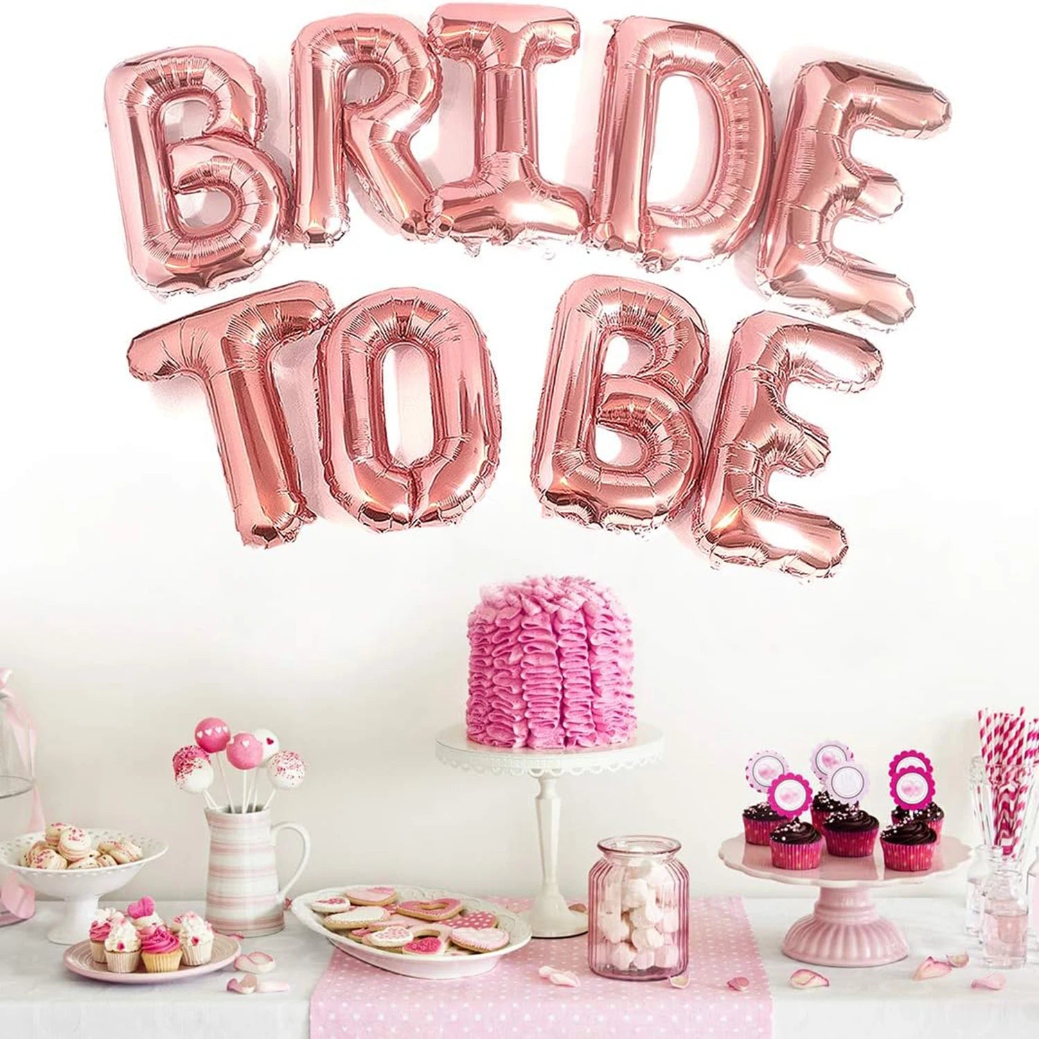 Balões "Bride to Be" Rose Gold 40,5 cm– Faixa Decorativa para Despedida de Solteira