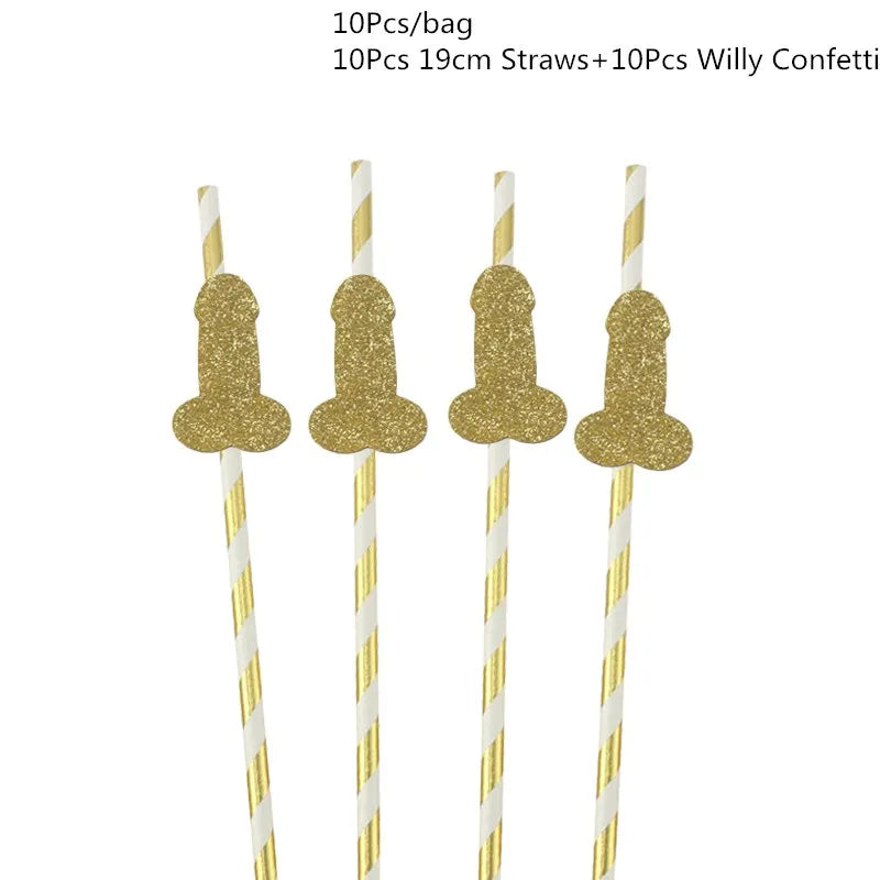 Kit de Decoração Divertido para Despedida de Solteira – Balão, Toppers, Palhinhas e Confettis