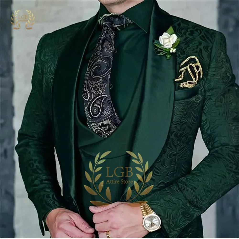 Fato Premium Jacquard de 3 Peças para Homem