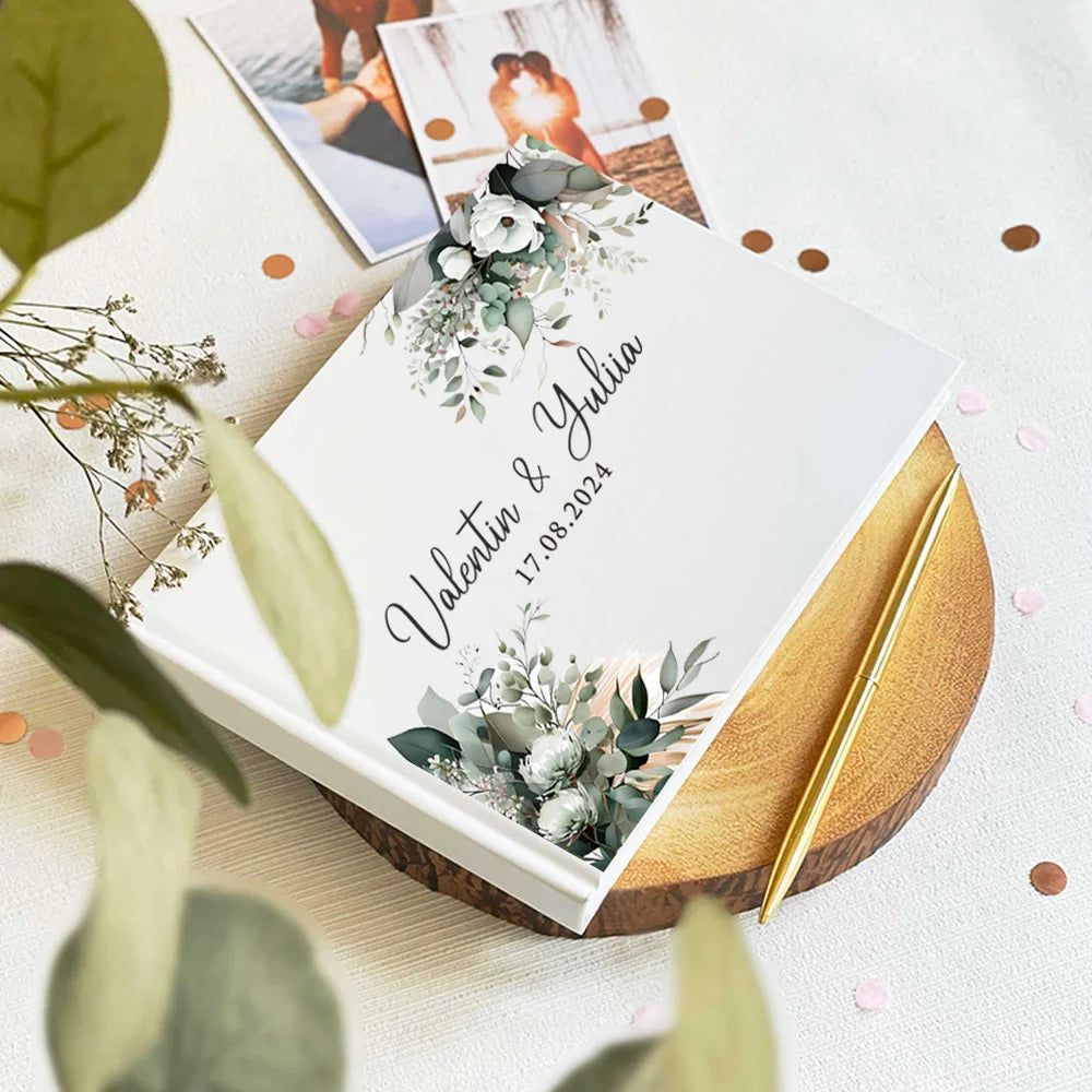 Livro de Honra Branco Personalizado | Livro de Assinaturas para Casamento