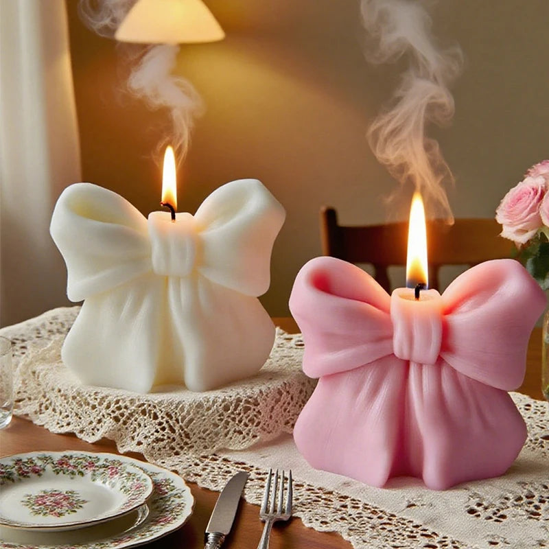 Vela Aromática 3D em Forma de Laço para Decoração e Presentes