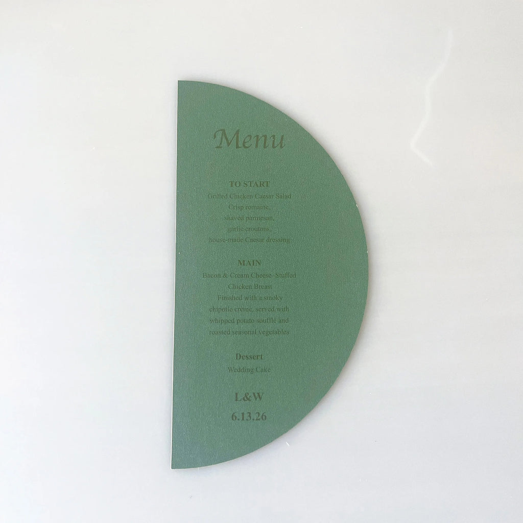 Menus de Casamento Personalizados em Meio Círculo