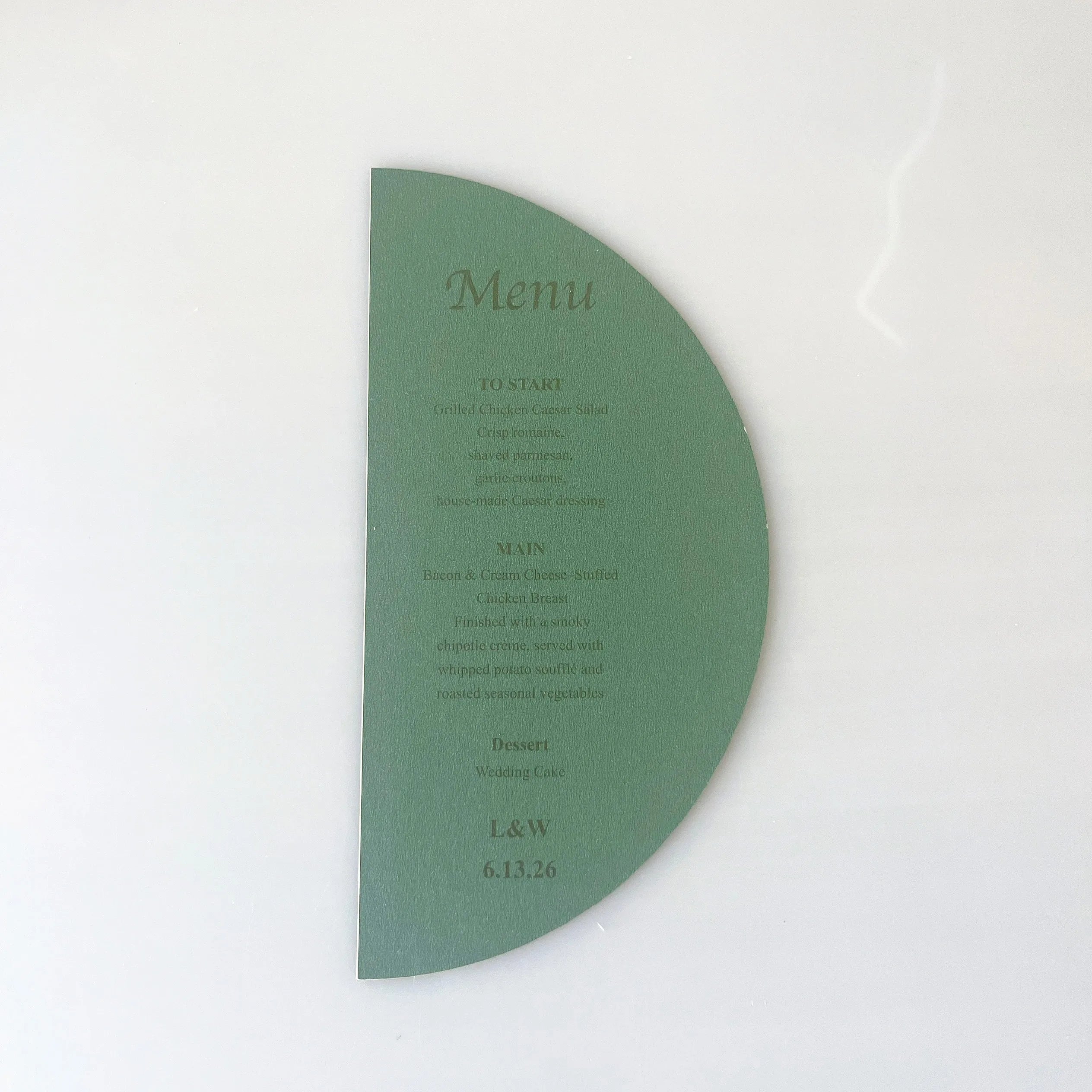Menus de Casamento Personalizados em Meio Círculo