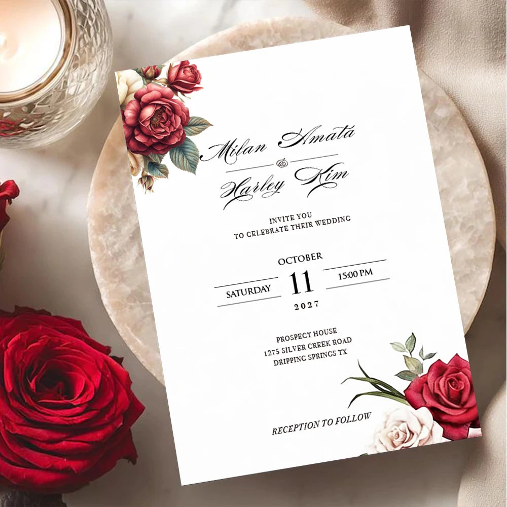 Convites de Casamento Personalizados Floral – 10 a 50 Unidades | Save the Date Premium