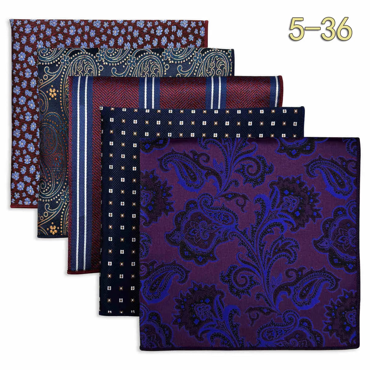 Conjunto de 5 Lenços de Bolso para Homem