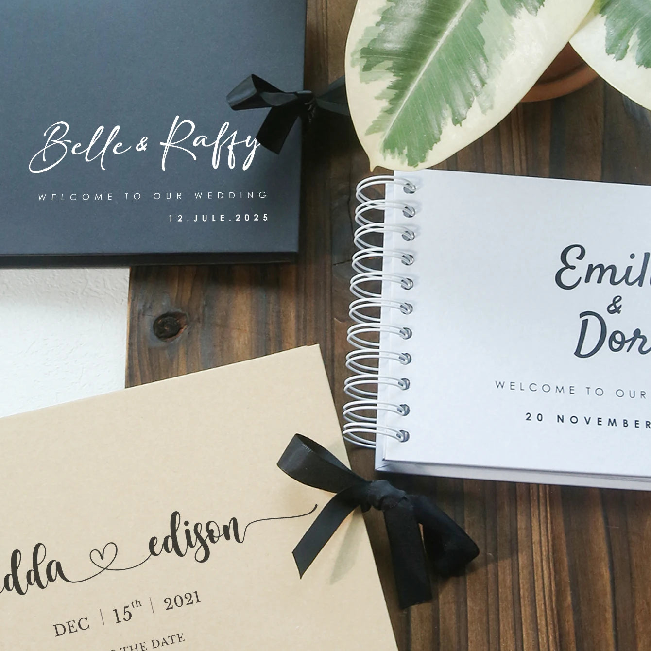 Livro de Honra Personalizado com Laço | Livro de Assinaturas para Casamento