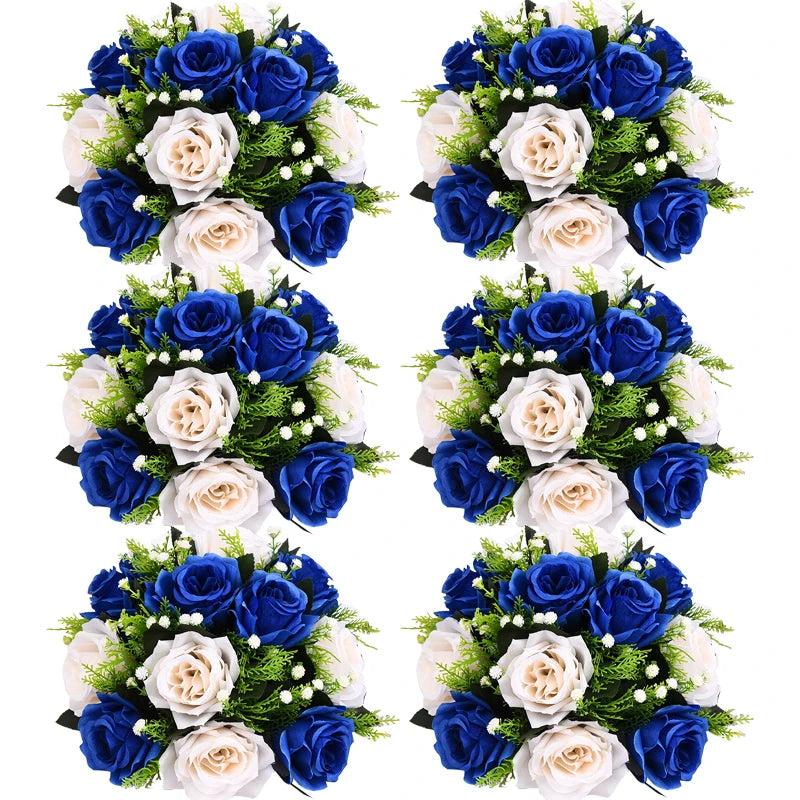 Conjunto de 6 Bolas Florais Artificiais com Rosas – Centros de Mesa para Casamentos