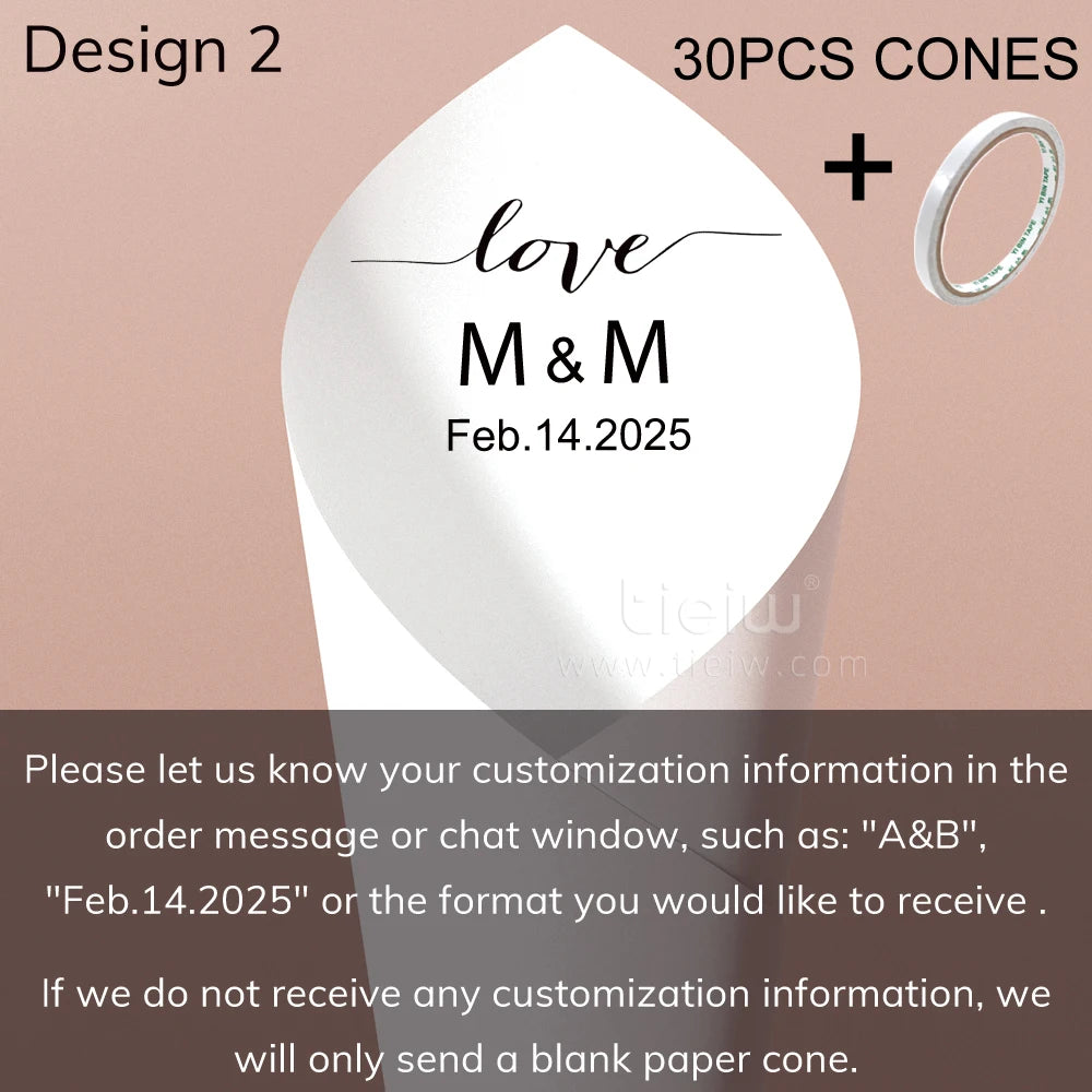 Cones para Confettis Personalizados – Papel Elegante para Casamento