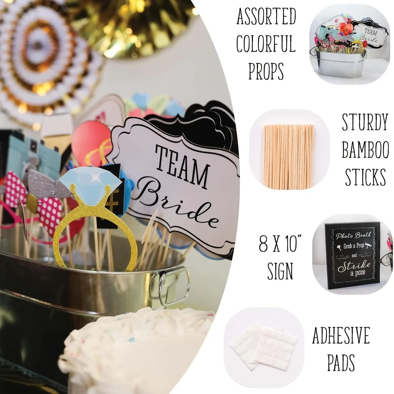 Kit com 31 Acessórios para Fotografias de Casamento – Bride, Groom, Mr & Mrs