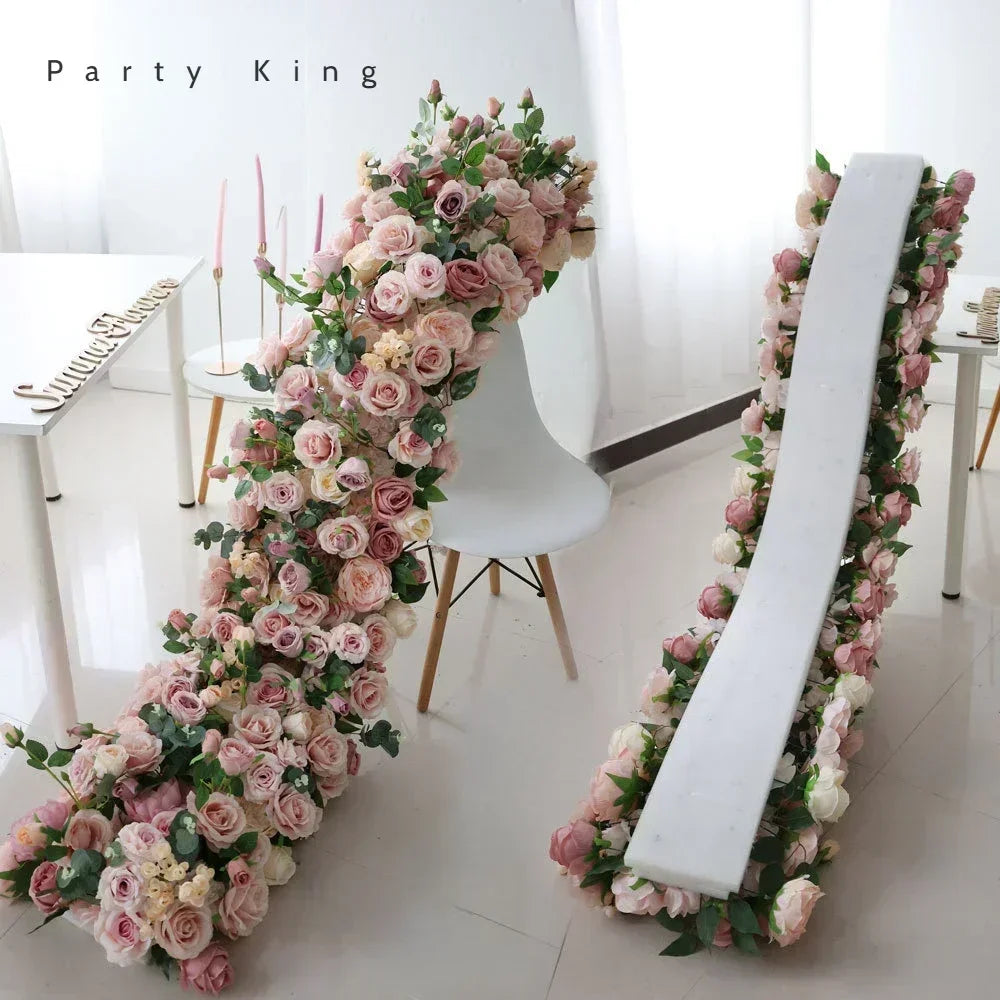 Arranjo Floral Artificial Luxo 2 m – Rosas em Seda para Mesas, Arcos e Casamentos