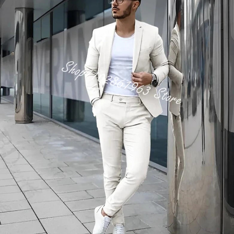 Fato Masculino Cinzento – Conjunto de 2 Peças para Casamento e Eventos Formais
