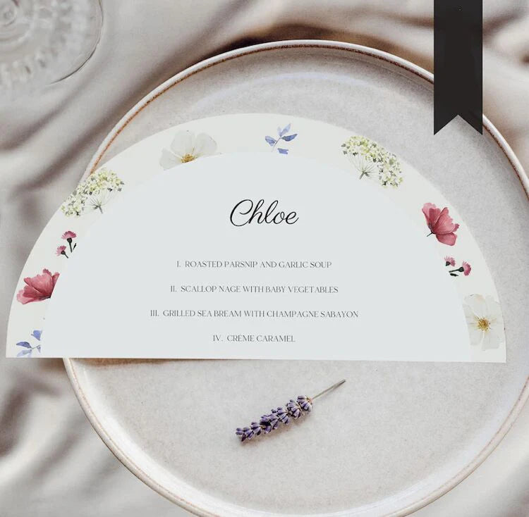 Menu de Casamento em Meio Círculo Personalizado