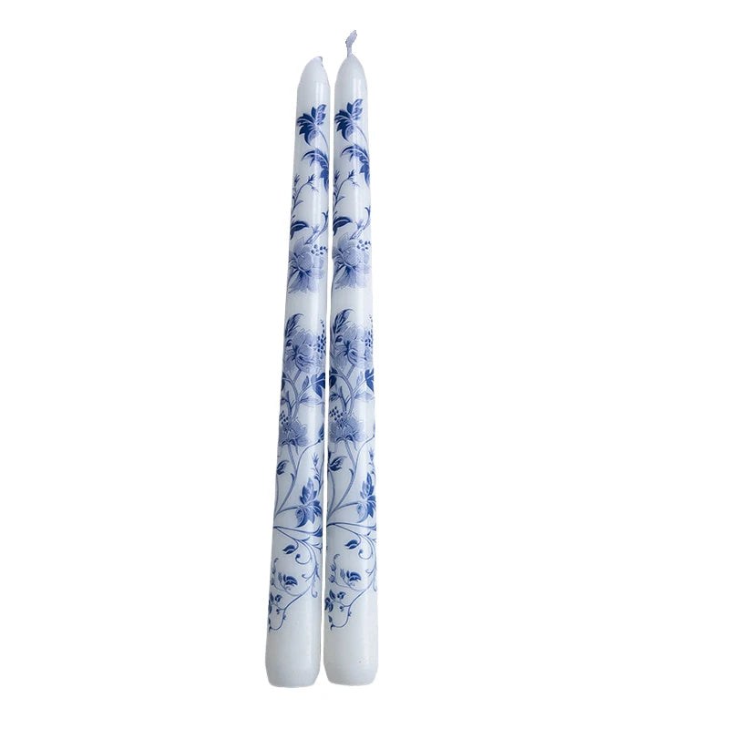Velas Aromáticas Longas Azul e Branco — Kit com 2 Unidades