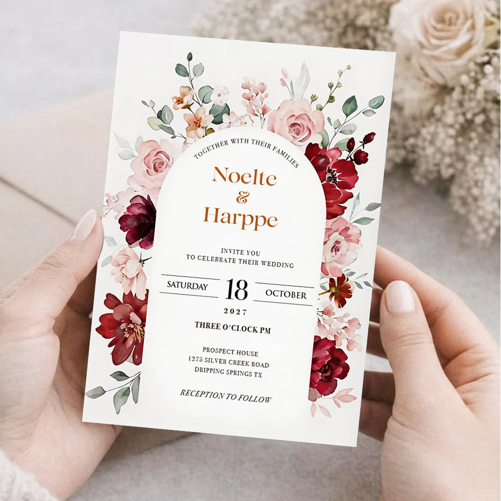 Convites de Casamento Personalizados Floral – 10 a 50 Unidades | Save the Date Premium
