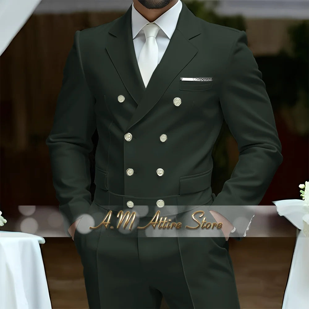 Fato Masculino Branco de Luxo – Blazer Cruzado e Calças Elegantes