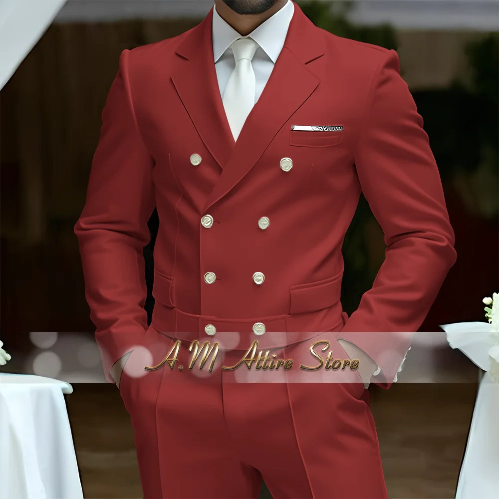 Fato Masculino Branco de Luxo – Blazer Cruzado e Calças Elegantes