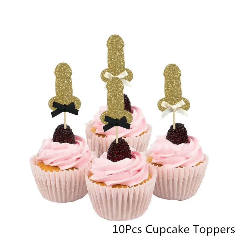 Kit de Decoração Divertido para Despedida de Solteira – Balão, Toppers, Palhinhas e Confettis