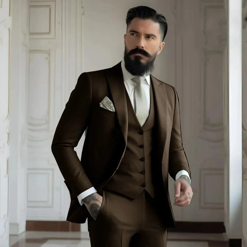 Fato Masculino Champagne – Conjunto de 3 Peças para Casamento e Eventos Formais