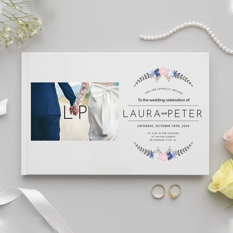 Livro de Honra Personalizado Branco | Álbum Elegante de Assinaturas e Recordações