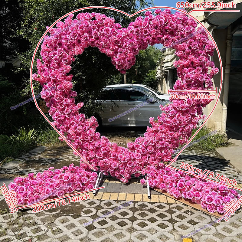 Arco Floral Artificial em Forma de Coração – Decoração Luxuosa para Casamentos