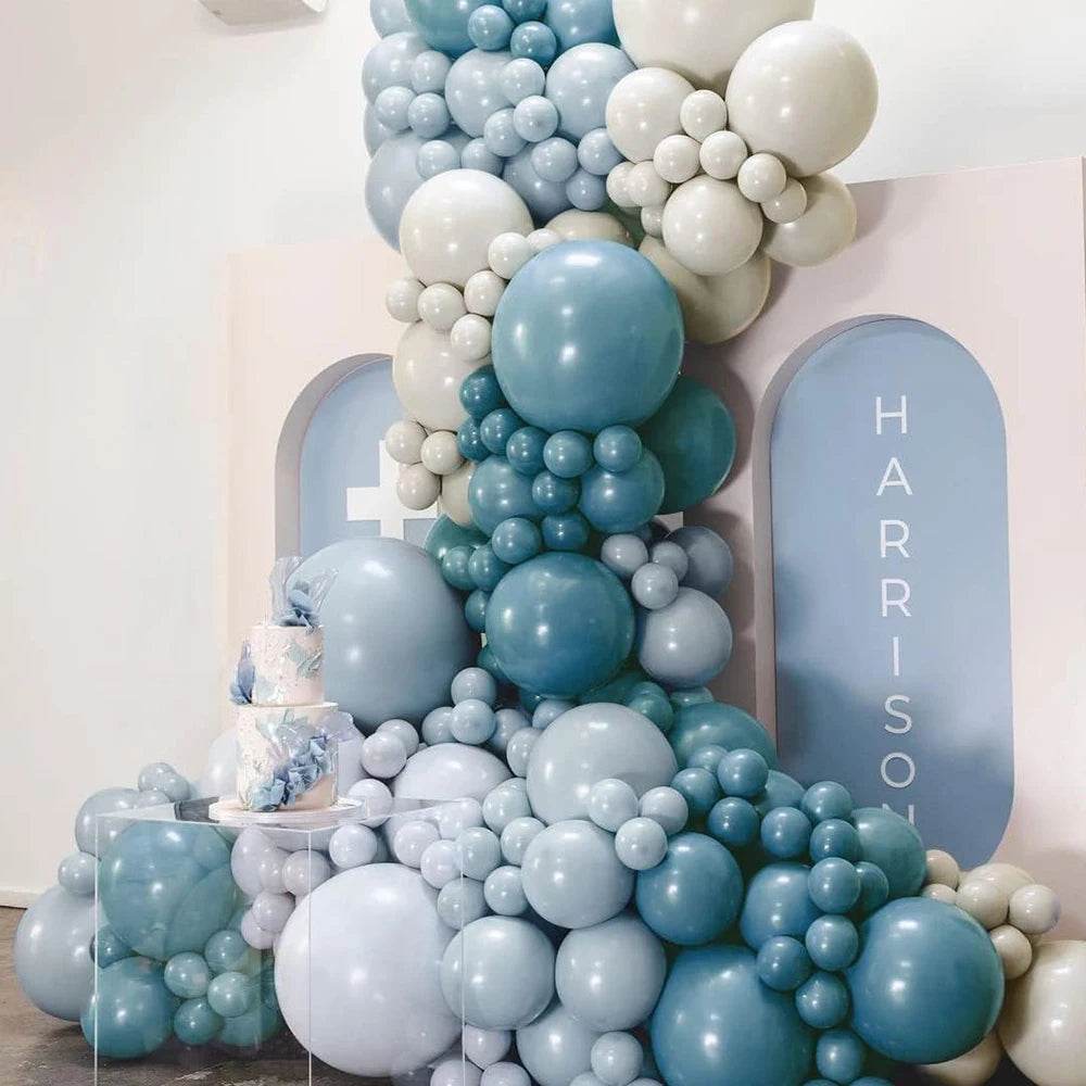 Pack de 100 Balões Azul Poeirento (Dusty Blue) – Decoração Elegante para Festas e Casamentos