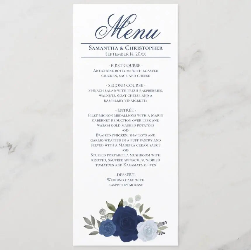 Menus de Casamento Personalizados com Design Floral