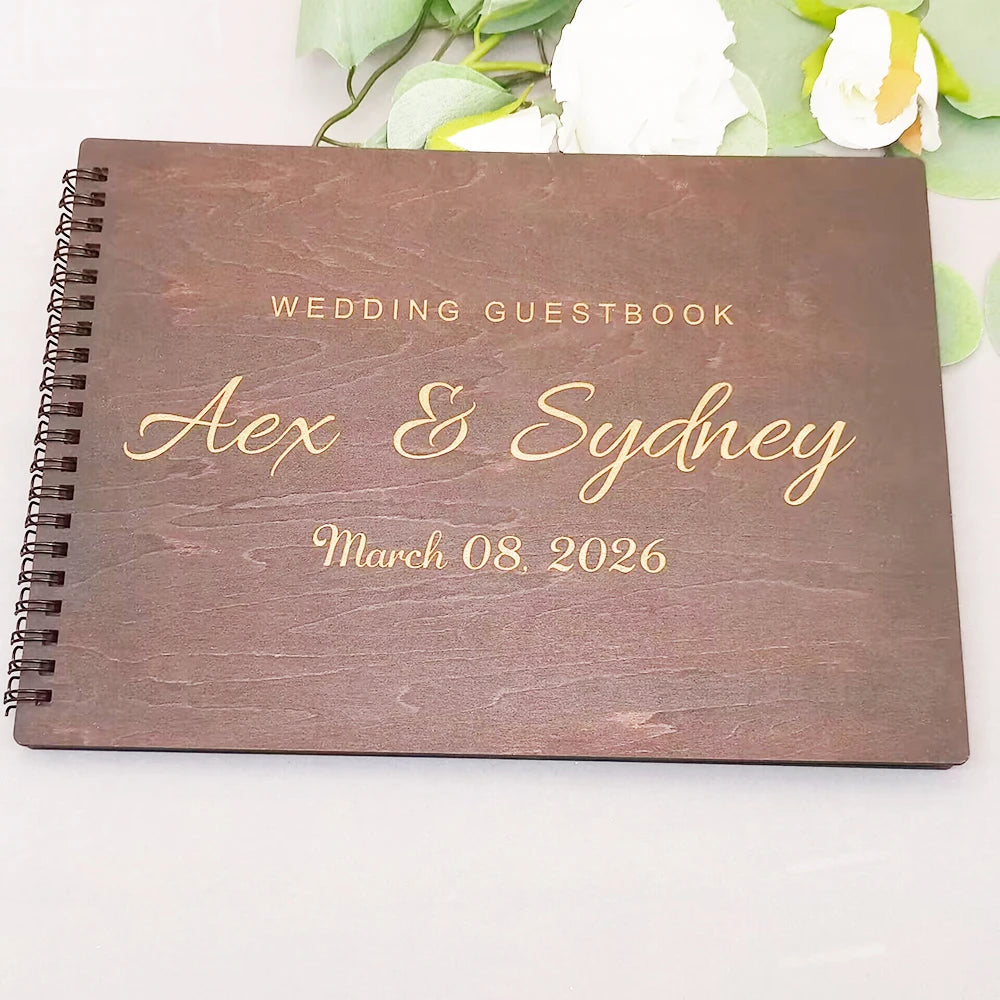 Livro de Honra Personalizado em Madeira | Álbum de Assinaturas e Fotografias
