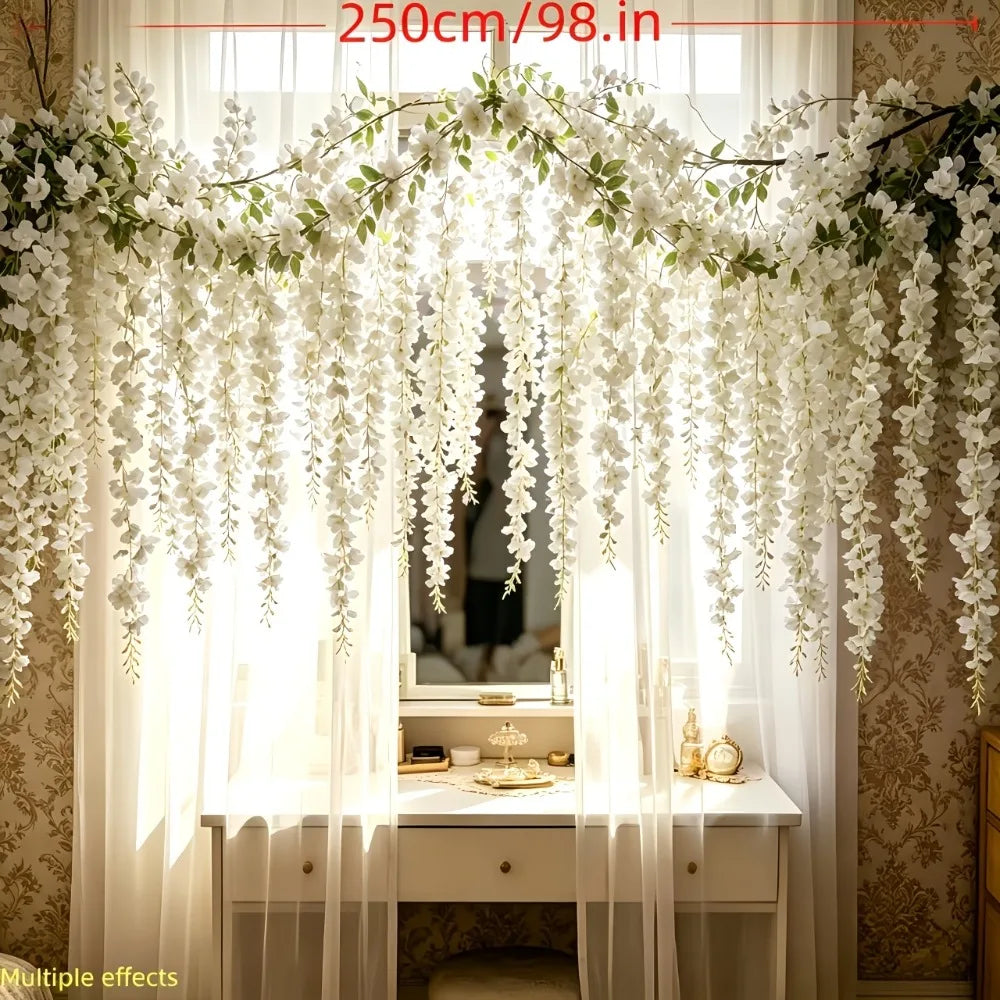 Conjunto de 22 Flores Pendentes Brancas – Rosas e Orquídeas para Parede e Casamento