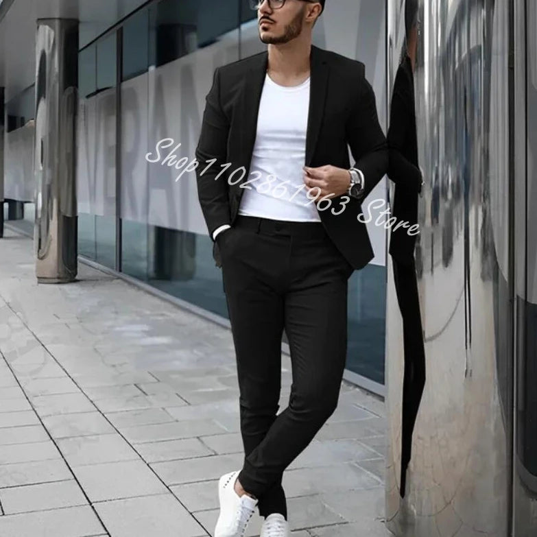 Fato Masculino Cinzento – Conjunto de 2 Peças para Casamento e Eventos Formais