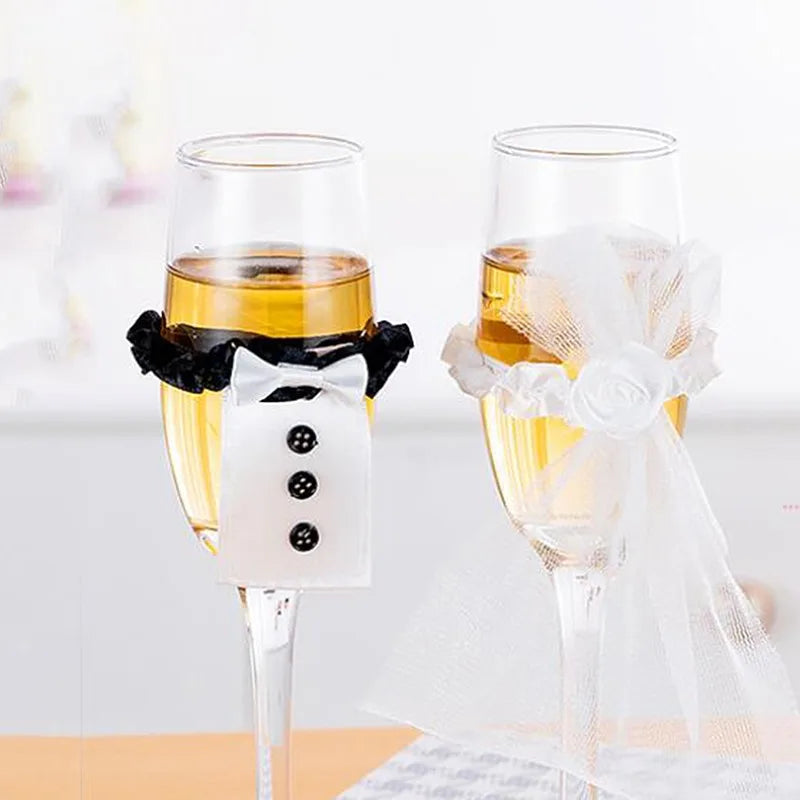 Taças Decorativas Bride & Groom – Conjunto de 2 para Casamentos