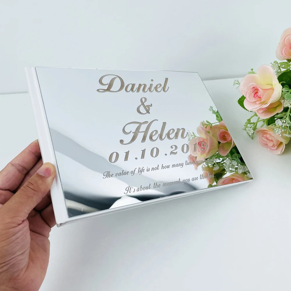 Livro de Honra Personalizado com Acabamento Espelhado | Dourado ou Prateado