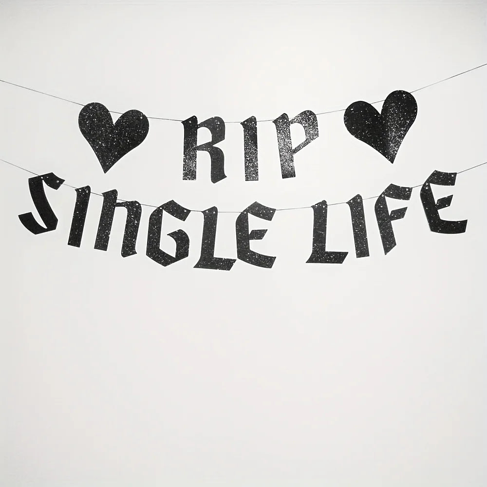 Banner "RIP Single Life" com Glitter – Decoração para Despedida de Solteira