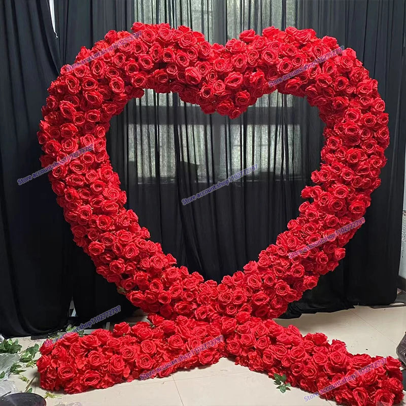 Arco Floral Artificial em Forma de Coração – Decoração Luxuosa para Casamentos