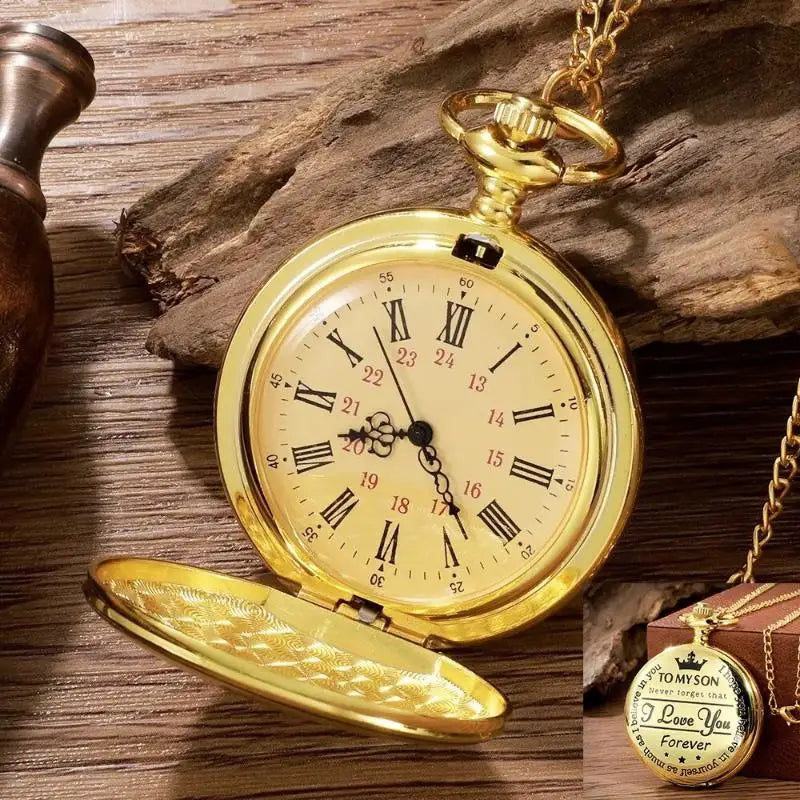 Relógio de Bolso Dourado Vintage para Homem – Quartzo com Corrente