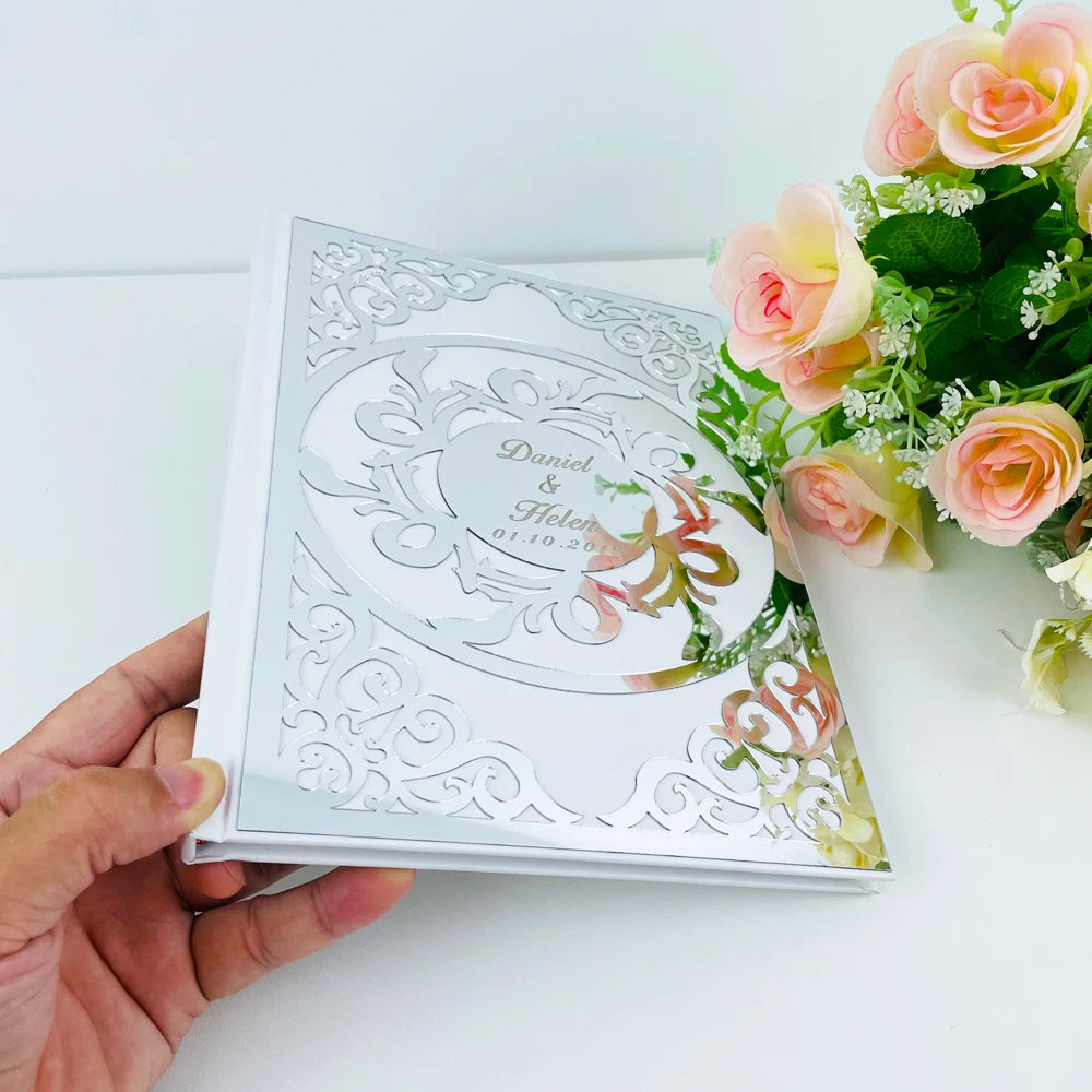 Livro de Honra Personalizado com Acabamento Espelhado | Dourado ou Prateado