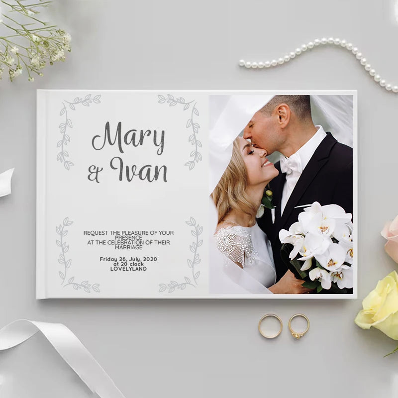 Livro de Honra Personalizado Branco | Álbum Elegante de Assinaturas e Recordações