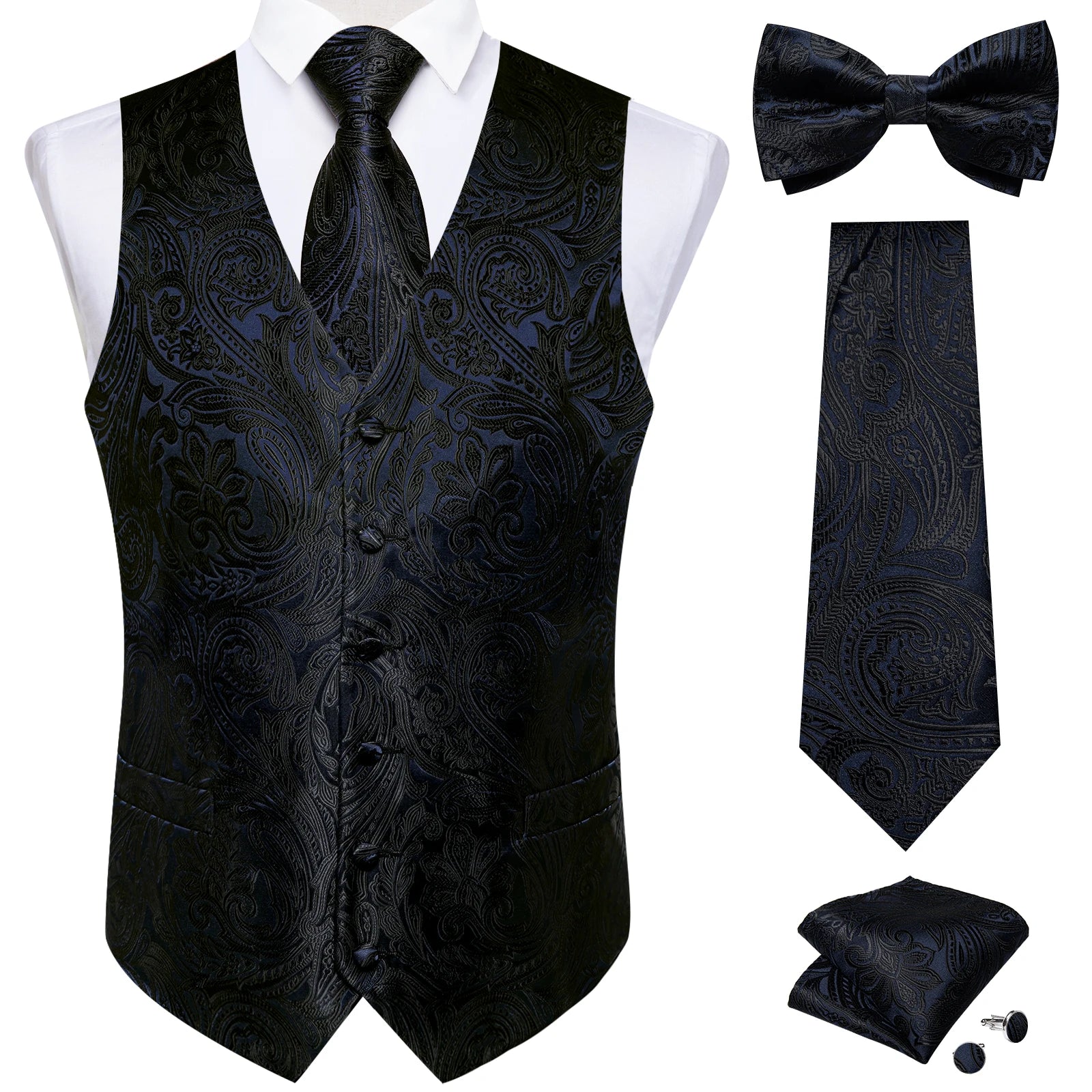 Conjunto Formal Masculino Preto Paisley