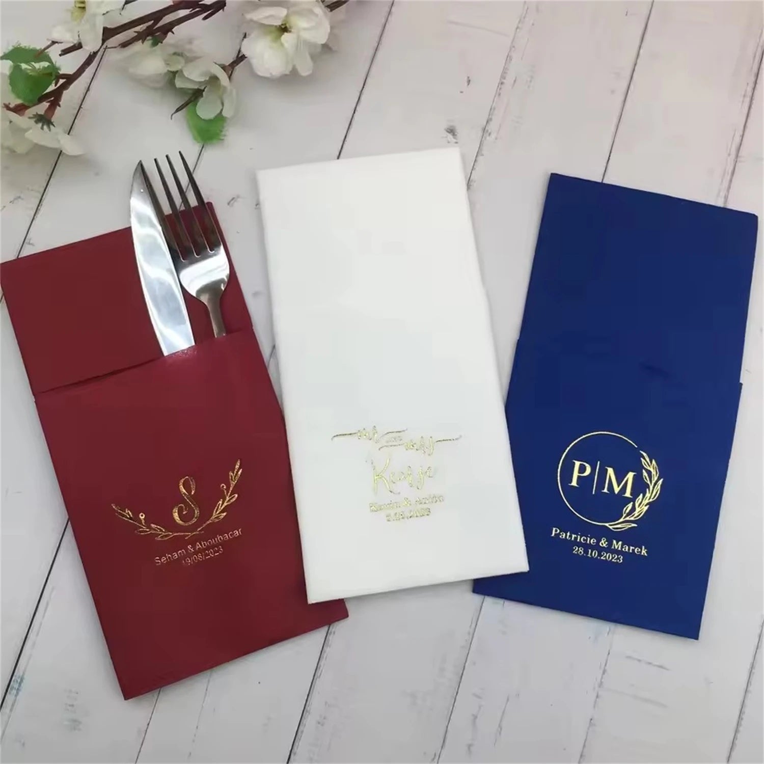 Guardanapos Personalizados para Casamento — Kit com 90 Unidades