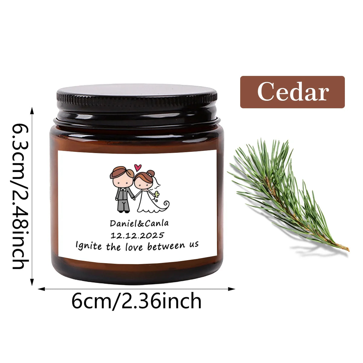 Vela Aromática Personalizada para Lembranças de Casamento — 70 g
