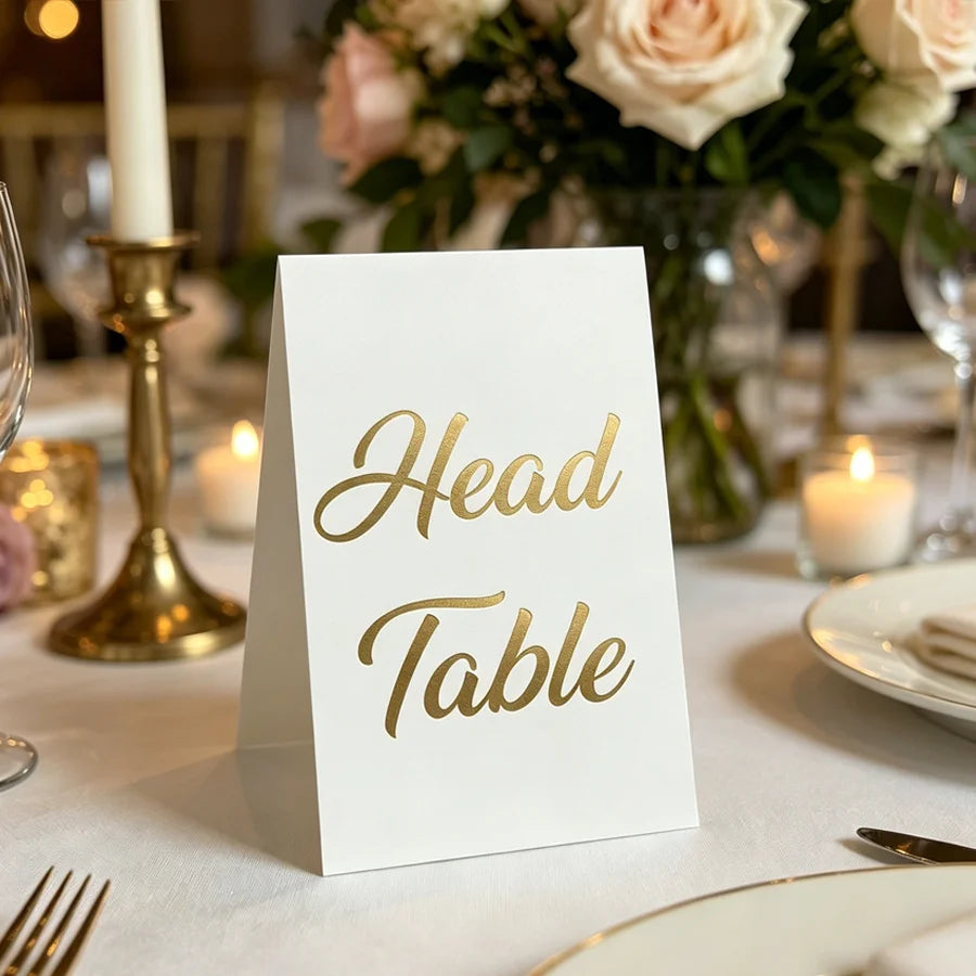 Cartões de Número de Mesa Dobráveis com Acabamento Dourado (Conjunto de 21)
