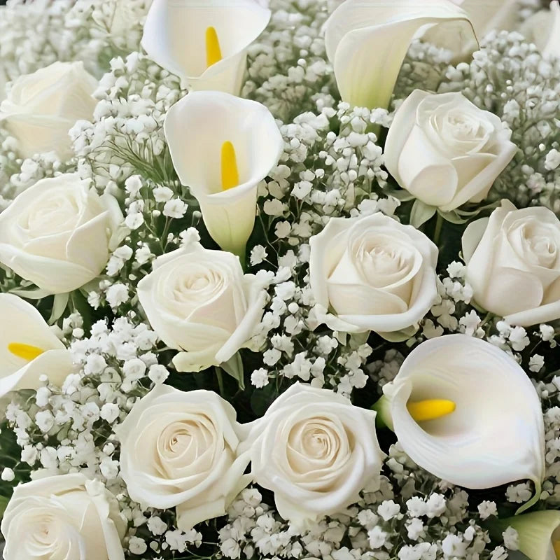 Bouquet Artificial de Rosas e Copos-de-Leite – 38 Flores para Decoração