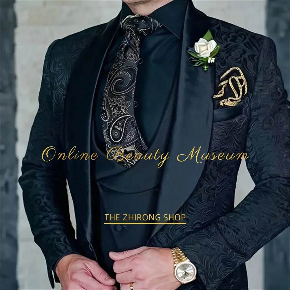 Fato Premium Jacquard de 3 Peças para Homem